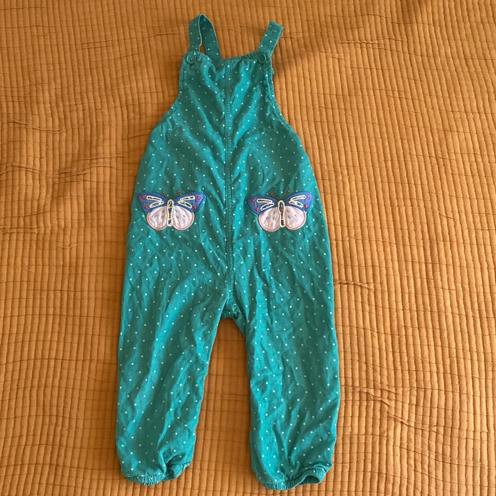 Baby Boden green corduroy overalls, size 2-3y